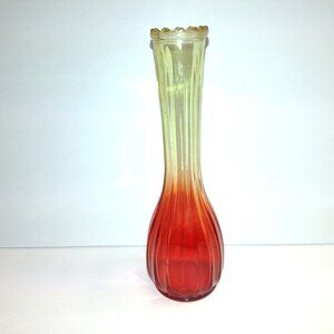 Amberina Glass Bud Vase Ombre Red-Amber Jeannette Glass Vintage Co. 1960-1970